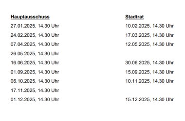 Sitzungsplan 2025