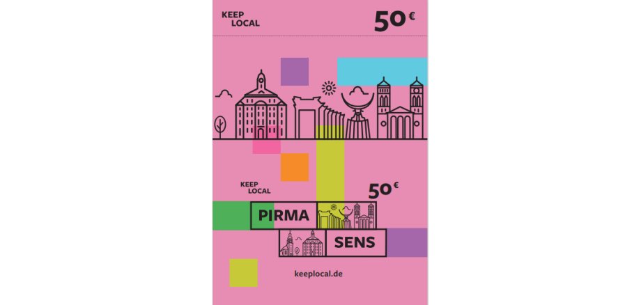 Keep Local 50€ Gutschein in Pink mit Stadtsymbolen 